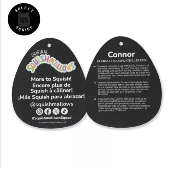 NWT Squishmallows Conner The Cow 3.5in clip Select Series RARE - Picture 2 of 2